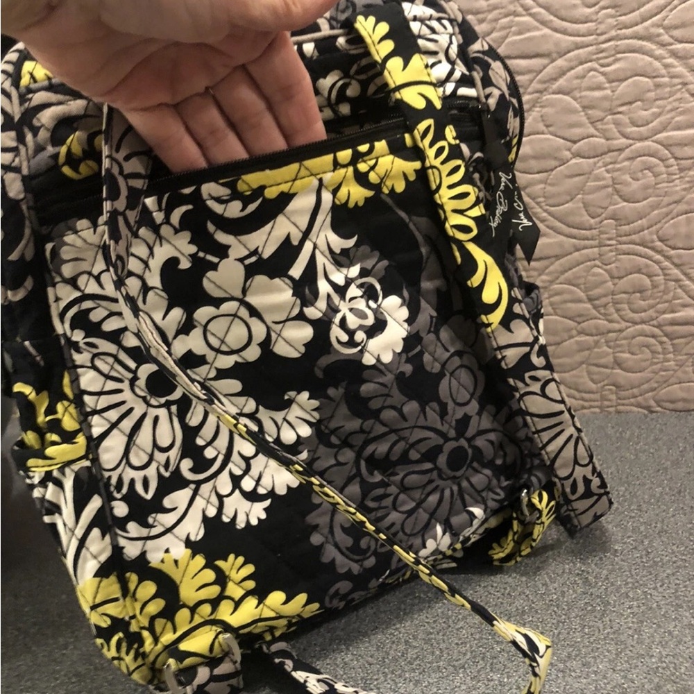 Vera Bradley Backpack Sm Quilted Cotton Zip Yellow Floral “Baroque” 2010 12x9x4 - Picture 8 of 15